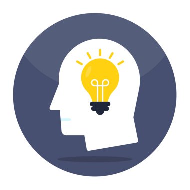 Light bulb inside brain, creative mind icon 
