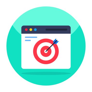 Dartboard on web page icon of target website 