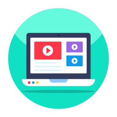 Flat design icon of online video 