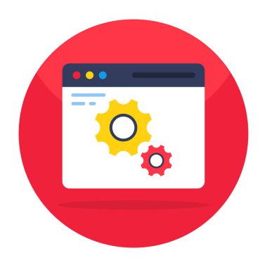 Gears on web page, icon of web development 