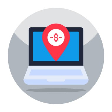 Dollar inside pin, icon of financial location