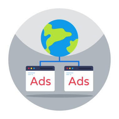 Conceptual flat design icon of global ads