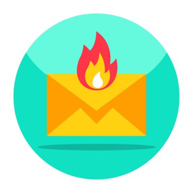 Flat design icon of burning mail