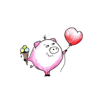 Domuzcuk 'un çizimi beyaz arka planda yapılır..