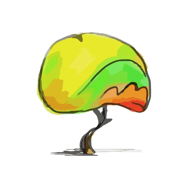 Arbre Forme Ronde Couleur Sur Fond Blanc — Image vectorielle