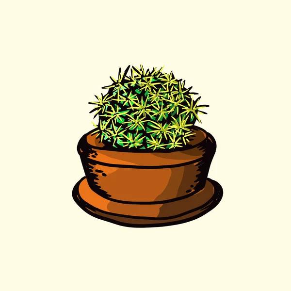 Cactus Maceta Sobre Fondo Claro — Vector de stock