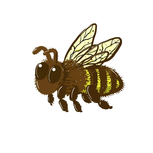 Малюнок Веселими Бджолами Роблять Білому Фоні — стоковий вектор