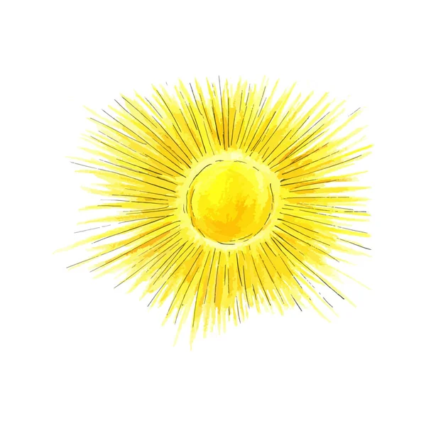 Desenho Vetorial Feito Com Lápis Coloridos Sol Sobre Fundo Branco — Vetor de Stock