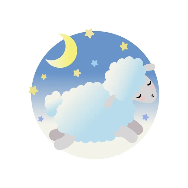 Ilustración Una Oveja Cielo Nocturno — Vector de stock