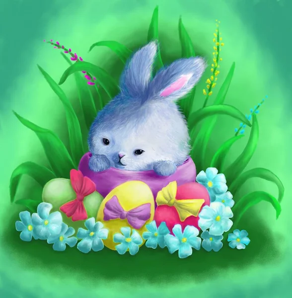 Illustration Cute Easter Bunny Color — Photo