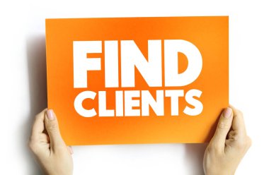 İstemcileri bul metin kartı, konsept arkaplan