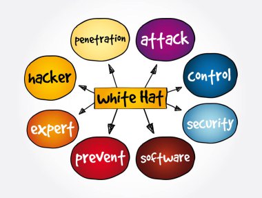 Beyaz Şapka zihin haritası, sunumlar ve raporlar için internet konsepti