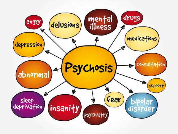 Psychose Mindmap Gesundheitskonzept Für Präsentationen Und Berichte — Stockvektor