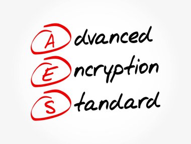 AES - Gelişmiş Şifreleme Standart kısaltma, teknoloji kavramı arka planı