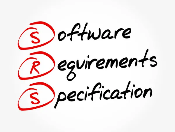 Srs Software Requirements Specificatie Acroniem Technologie Concept Achtergrond — Stockvector