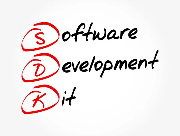 Sdk Software Development Kit Acroniem Technologie Concept Achtergrond — Stockvector