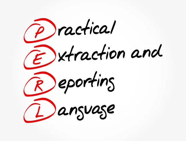 Perl Acrónimo Lenguaje Práctico Extracción Informes Fondo Del Concepto Tecnología — Archivo Imágenes Vectoriales