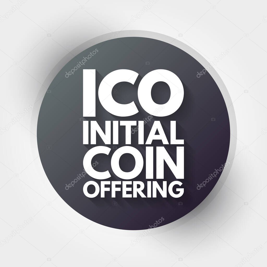 ICO - Initial Coin Offering acronym, business concept background