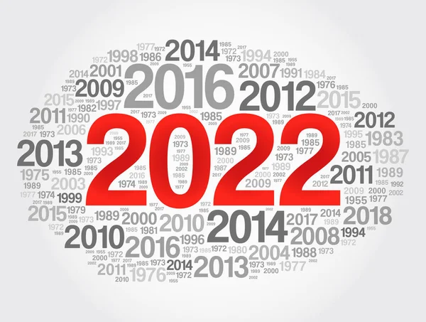 2022 Año Nuevo Años Anteriores Palabra Nube Collage — Vector de stock