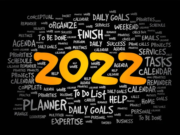 2022 Año Nuevo Objetivos Word Cloud Business Concept Background — Vector de stock