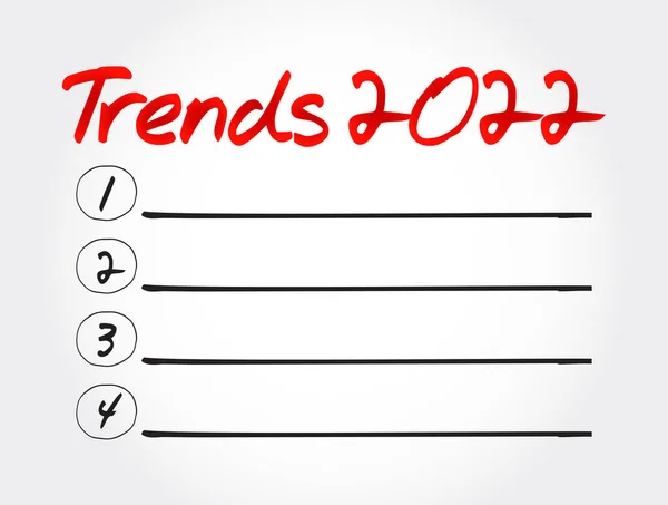 Tendencias 2022 Lista Blanco Concepto Fondo — Vector de stock