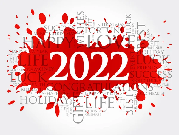 2022 Año Saludo Palabra Nube Collage Feliz Año Nuevo Celebración — Vector de stock