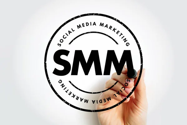 Smm Social Media Marketing Acrônimo Texto Com Marcador Fundo Conceito — Fotografia de Stock