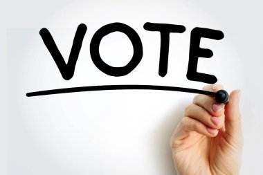 VOTE işaretli, kavram arkaplanlı metnin altını çizdi