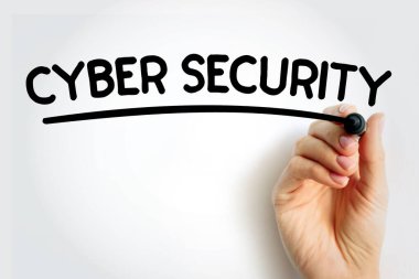 CYBER Güvenliği İşaretli, kavram arkaplanlı metnin altını çizdi