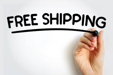 FREE SHIPPING İşaretleyici, kavram arkaplan ile altı çizili metin