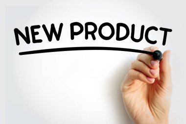 NEW PRODUCT işaretleyici, kavram arkaplan ile altını çizdi