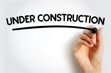 İnşaat altında işaretli, kavram arkaplanlı altı çizili metin