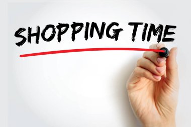 Shopping Time 'ın altı çizili metin, kavram arkaplanı