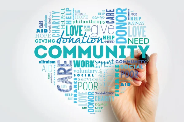 stock image Community word cloud collage with marker, heart concept background