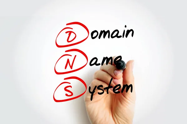 Dns Domain Name System Akronym Mit Marker Hintergrund Zum Technologiekonzept — Stockfoto