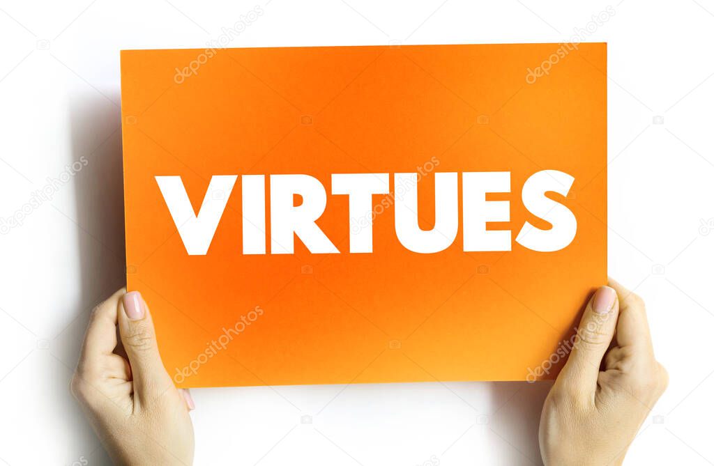 Virtues text quote on card, concept background
