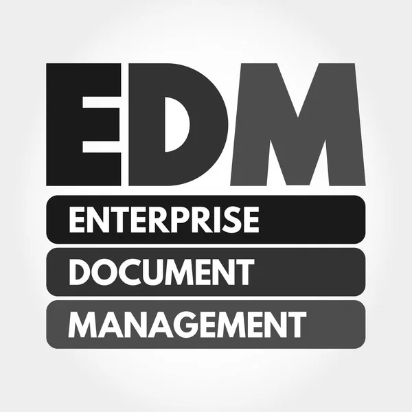 Edm Сокращение Enterprise Document Management Справочная Информация Бизнес Концепции — стоковый вектор