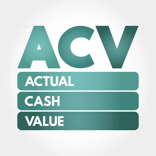 Acv Actual Cash Value Acronym Business Concept Background — Stock Vector