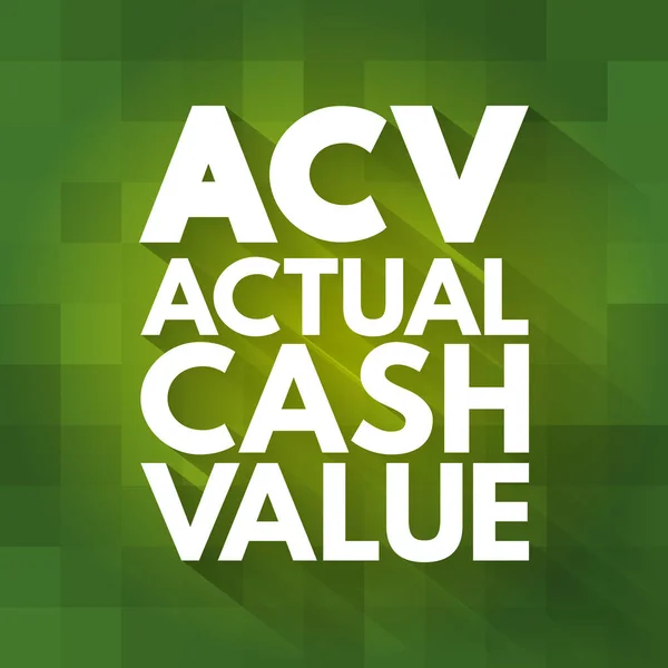 Acv Actual Cash Value Acronym Business Concept Background — Stock Vector