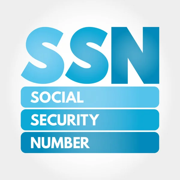 Ssn Akronim Nomor Jaminan Sosial Latar Belakang Konsep - Stok Vektor