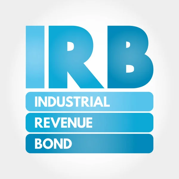 Irb Acroniem Industrial Revenue Bond Achtergrond Bedrijfsconcept — Stockvector