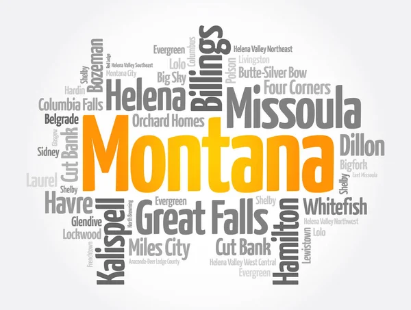 Liste Der Städte Bundesstaat Montana — Stockvektor