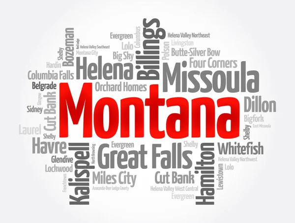 Liste Der Städte Bundesstaat Montana — Stockvektor