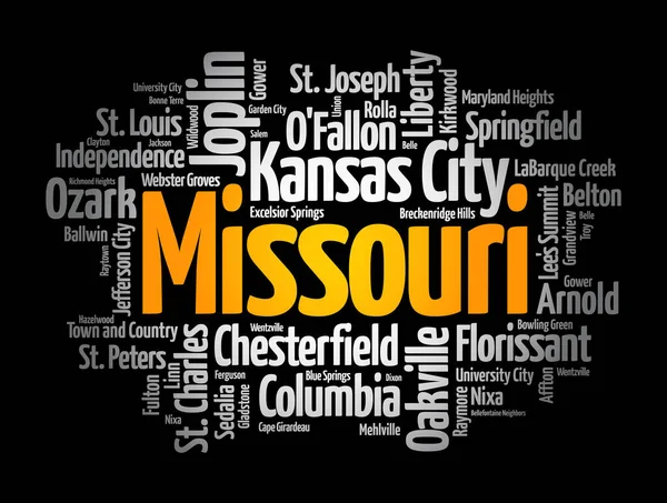 Liste Der Städte Bundesstaat Missouri — Stockvektor