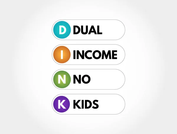 Dink Dual Income Kids 両方のパートナーが収入 頭字語のテキストコンセプトの背景を受けている間に一緒に暮らす子供のいないカップルを説明します — ストックベクタ