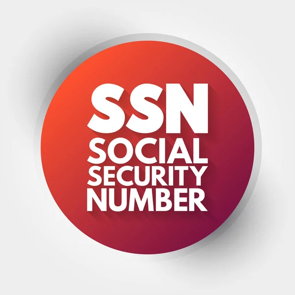 Ssn Akronim Nomor Jaminan Sosial Latar Belakang Konsep - Stok Vektor