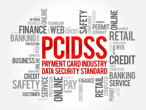 Pci Dss Industria Tarjetas Pago Seguridad Datos Acrónimo Estándar Word — Vector de stock