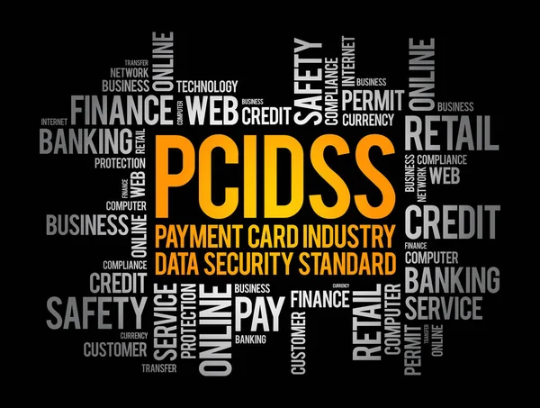 Pci Dss Industria Tarjetas Pago Seguridad Datos Acrónimo Estándar Word — Vector de stock