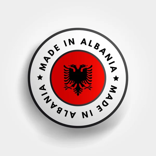 Fabriqué Albanie Texte Emblème Badge Concept Fond — Image vectorielle
