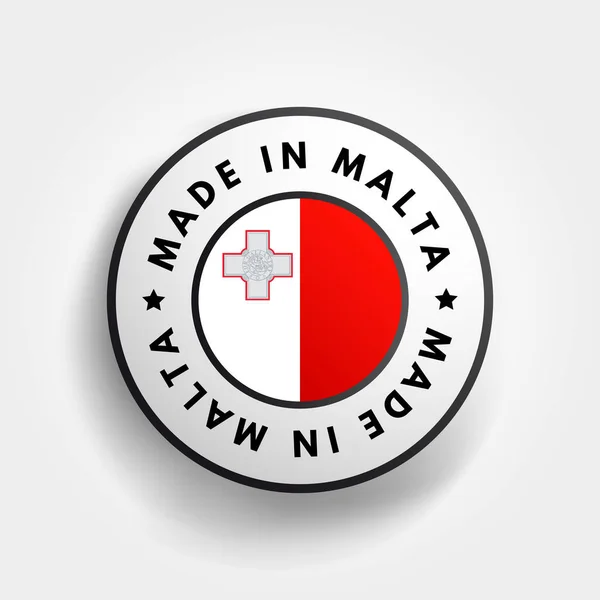 Feito Malta Crachá Emblema Texto Fundo Conceito — Vetor de Stock